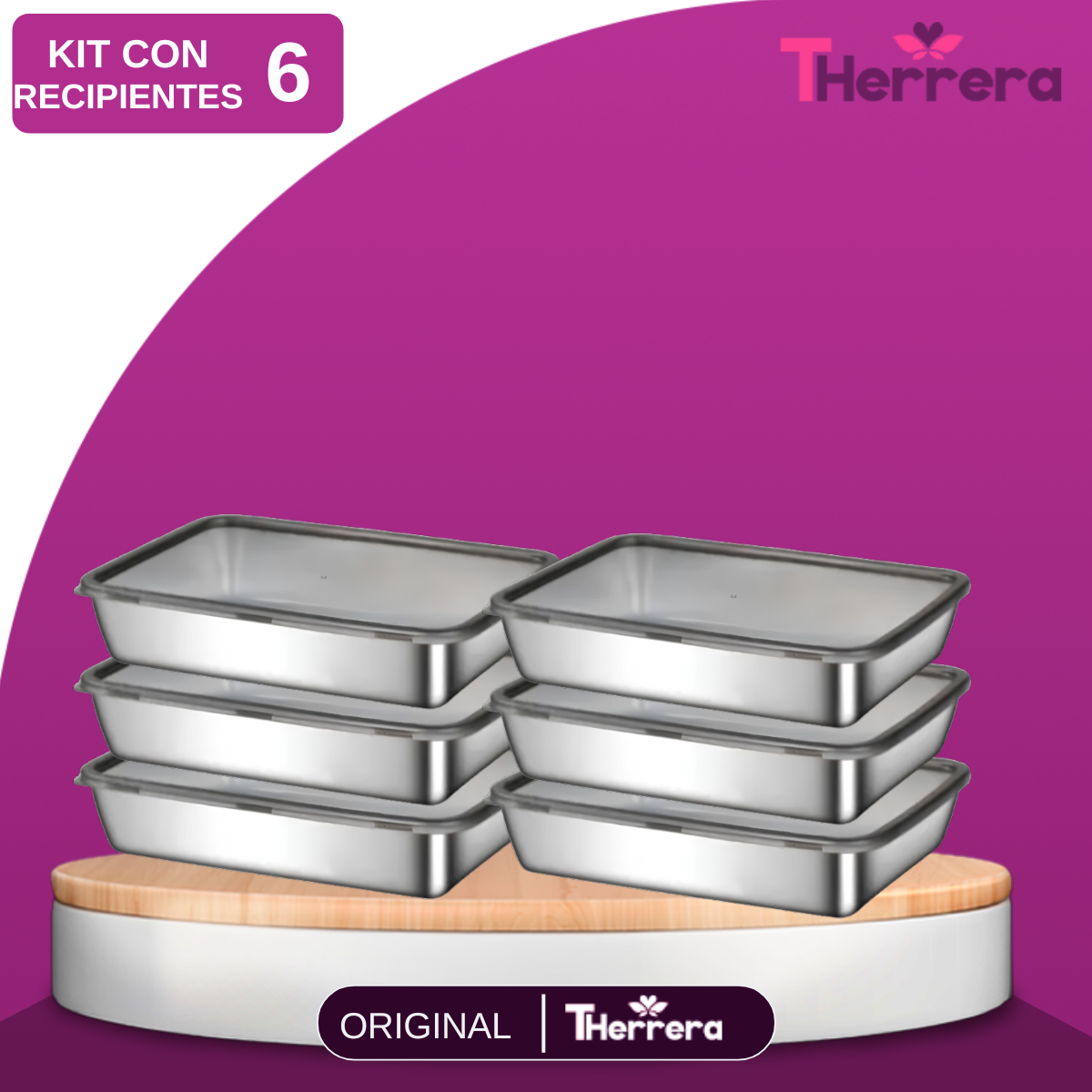 Kit de 6/8/10 Recipientes de Acero Inoxidable con Tapa Antiderrame