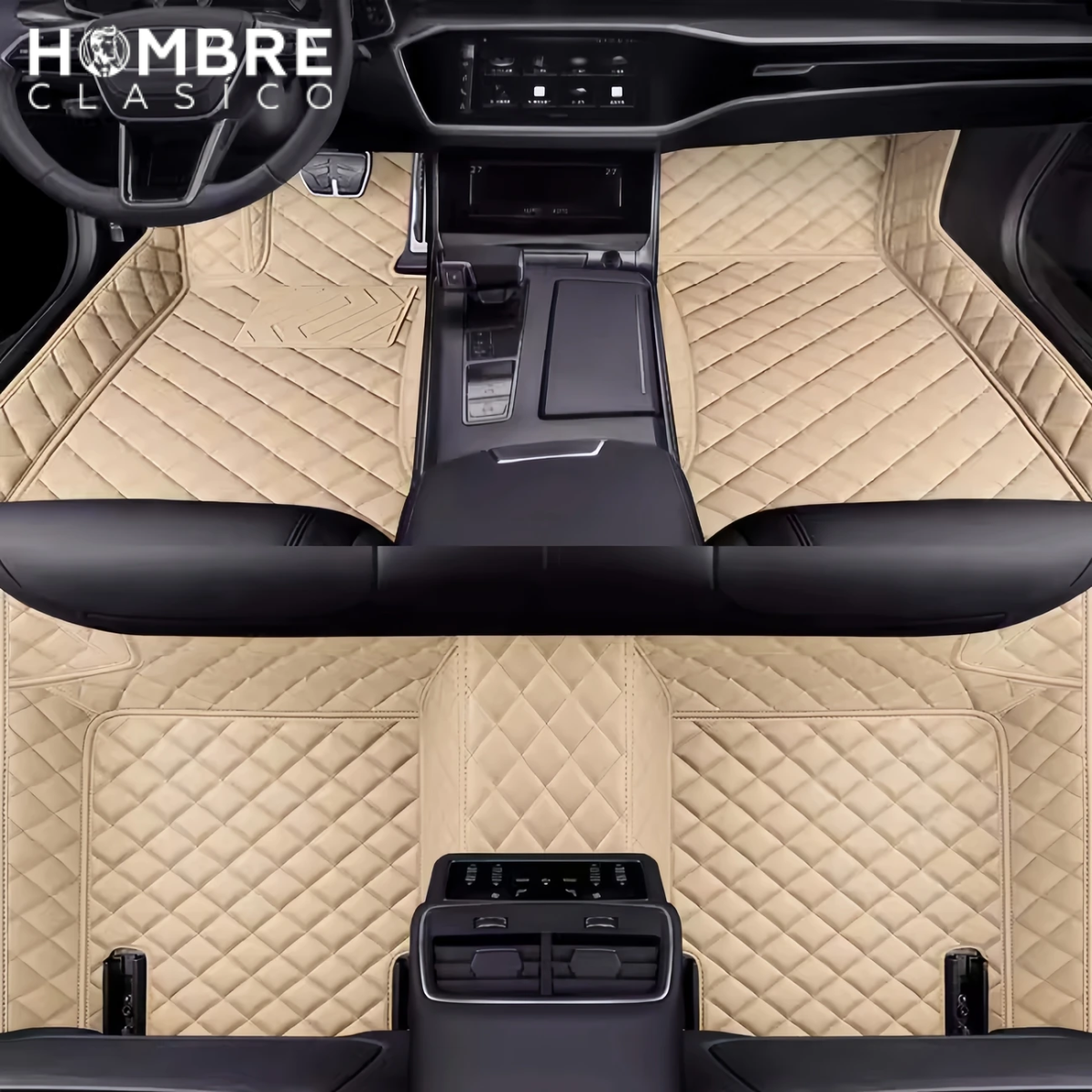 Conjunto de 5 Alfombras Automotrices Racer en Cuero Legítimo (¡Calidad y Confort!) +REGALOS: Mini Aspiradora