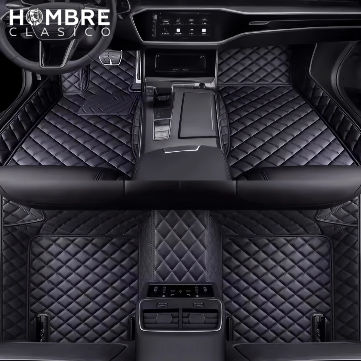 Conjunto de 5 Alfombras Automotrices Racer en Cuero Legítimo (¡Calidad y Confort!) +REGALOS: Mini Aspiradora