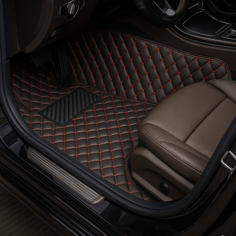 Conjunto de 5 Alfombras Automotrices Racer en Cuero Legítimo (¡Calidad y Confort!) +REGALOS: Mini Aspiradora
