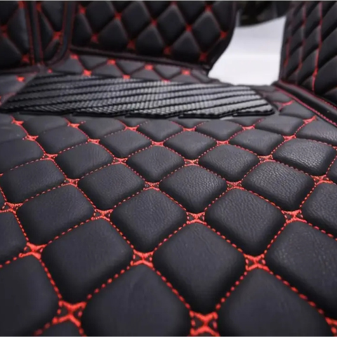 Conjunto de 5 Alfombras Automotrices Racer en Cuero Legítimo (¡Calidad y Confort!) +REGALOS: Mini Aspiradora