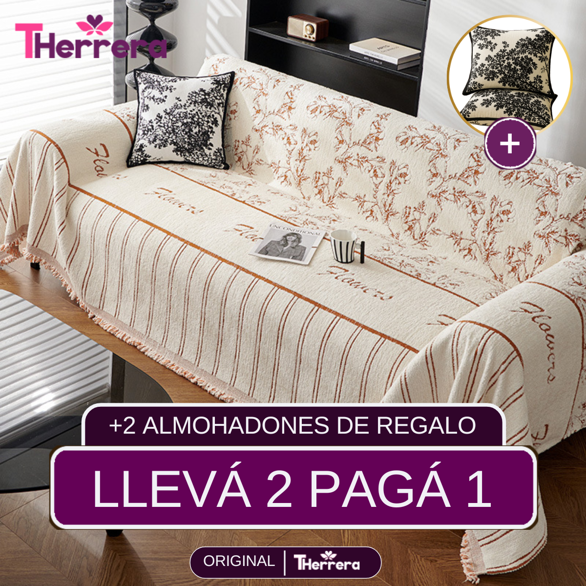 [Llevá 2 y Pagá 1] Funda para Sofá CubreYa de Algodón Premium (¡Tu hogar merece lo mejor!) +REGALOS: 2 Almohadones