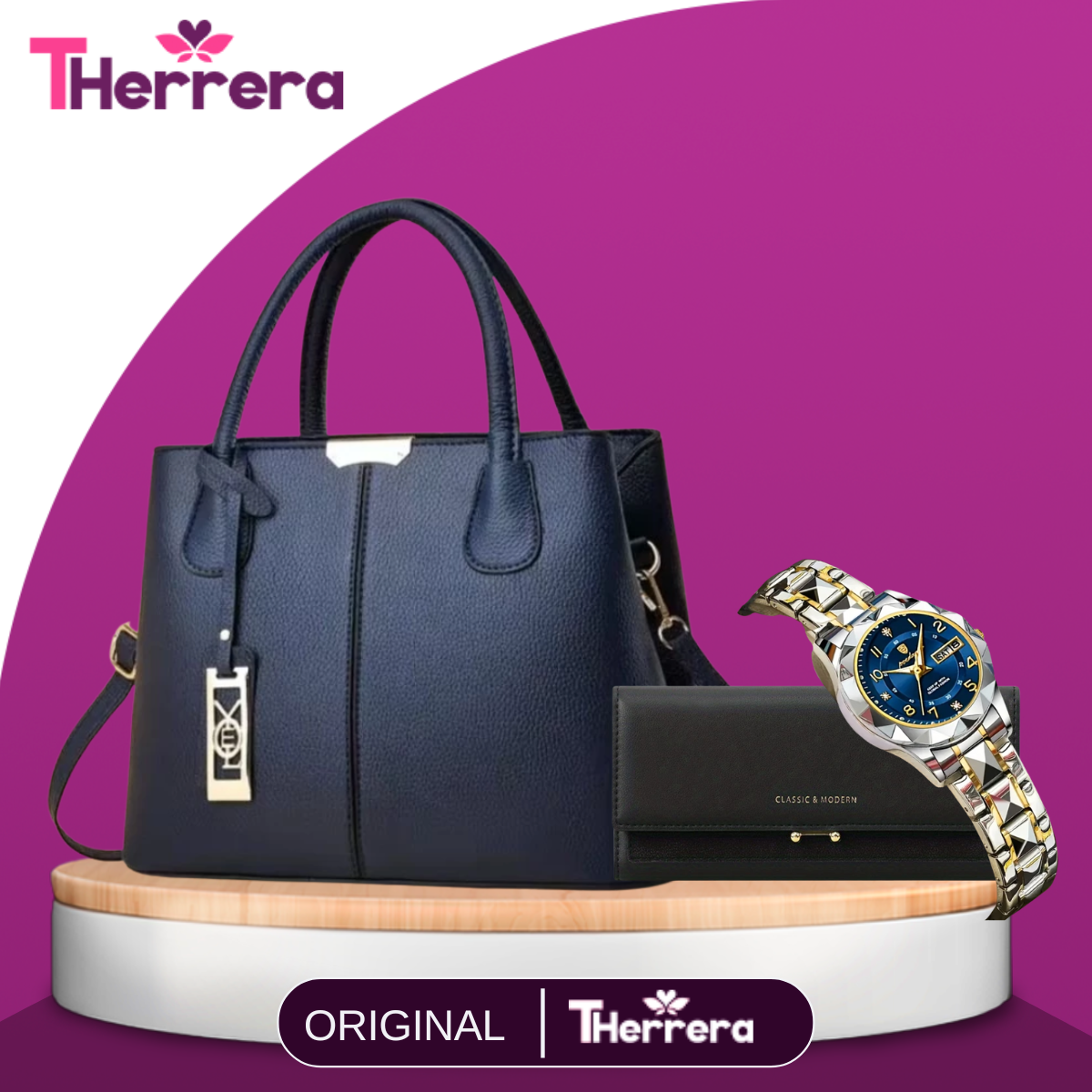 Cartera Femenina Diana de Cuero Legítimo +REGALOS: Cartera Adicional y Reloj
