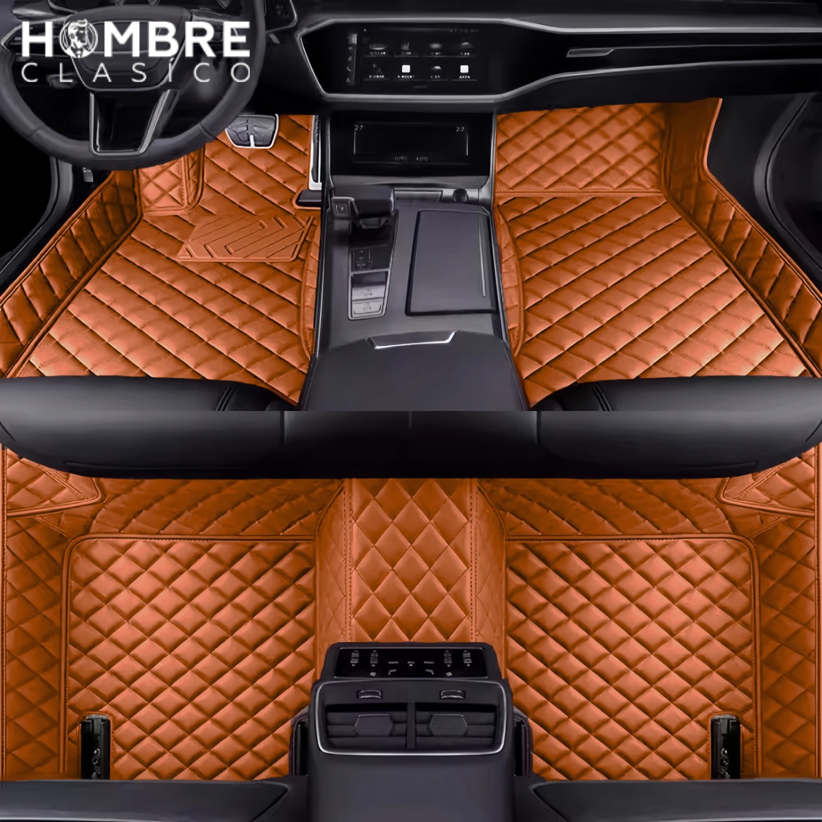 Conjunto de 5 Alfombras Automotrices Racer en Cuero Legítimo (¡Calidad y Confort!) +REGALOS: Mini Aspiradora
