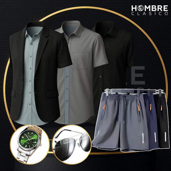 [Pagá 2, Llevate 3] Camisas Polo Blazer de Poliéster Seda Hielo y Algodón + REGALOS: 3 Bermudas, Reloj y Lentes