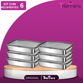 Kit de 6/8/10 Recipientes de Acero Inoxidable con Tapa Antiderrame