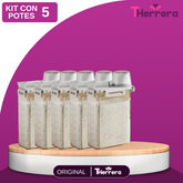 Kit de Potes Herméticos con Medidor y Tapa Dosificadora 5/7/10 unidades