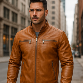 Chaqueta de Hombre de Cuero Legítimo Cóndor +3 REGALOS: Cinturón, Reloj y Billetera