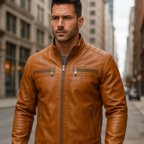 Chaqueta de Hombre de Cuero Legítimo Cóndor +3 REGALOS: Cinturón, Reloj y Billetera