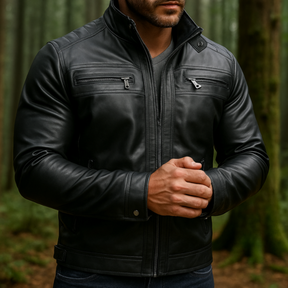 Chaqueta de Hombre de Cuero Legítimo Cóndor +3 REGALOS: Cinturón, Reloj y Billetera