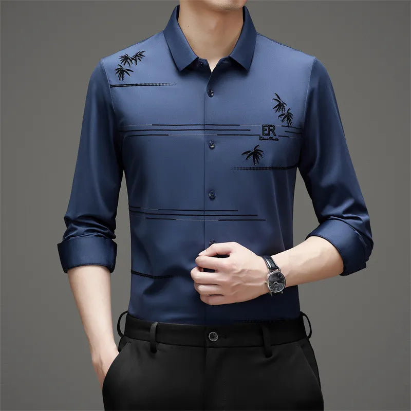 [Llévate 3 y Paga 2] Camisa SERNOX de Tejido Seda Hielo (¡Robustez y Elegancia para el Día a Día!) +3 REGALOS: Reloj, Cinturón y Cartera