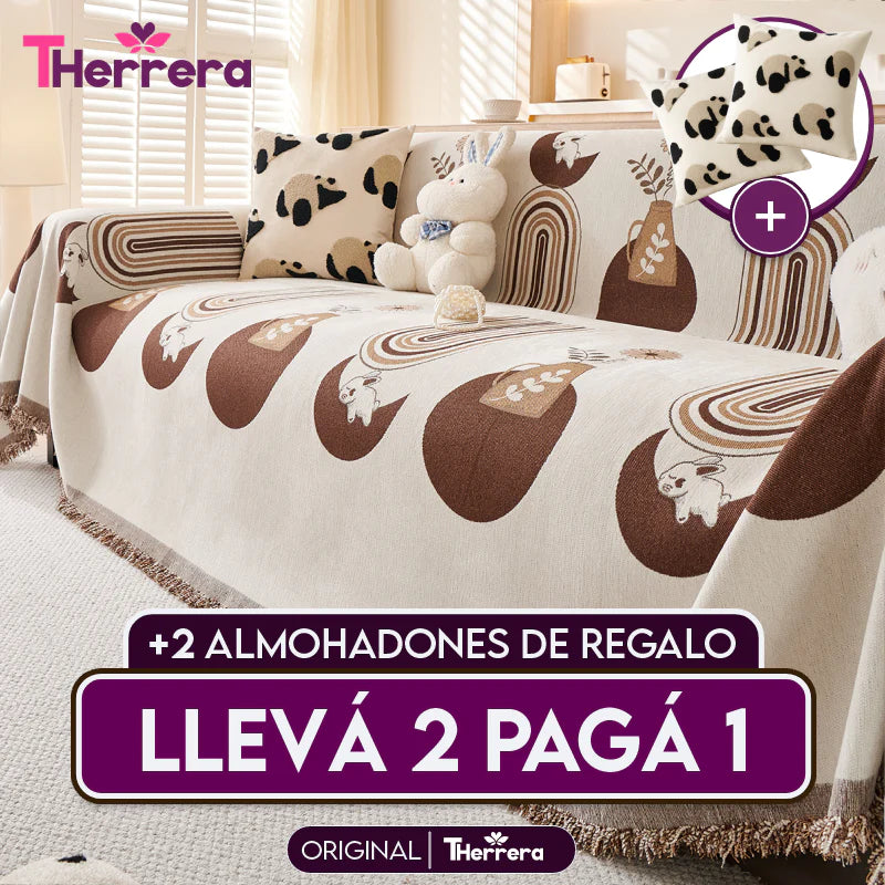 [Lleva 2 y Paga 1] Funda para Sofá Nina (Calidad y Comodidad para Tu Hogar) +2 REGALOS: 2 Fundas para Cojines