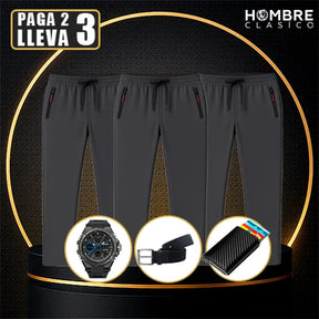 [Lleva 3 y paga 2] Pantalones de seda para hombre en color hielo (¡Comodidad y estilo incomparables!) +3 REGALOS: Reloj, Cinturón y Billetera