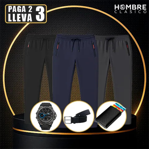 [Lleva 3 y paga 2] Pantalones de seda para hombre en color hielo (¡Comodidad y estilo incomparables!) +3 REGALOS: Reloj, Cinturón y Billetera