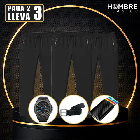[Lleva 3 y paga 2] Pantalones de seda para hombre en color hielo (¡Comodidad y estilo incomparables!) +3 REGALOS: Reloj, Cinturón y Billetera