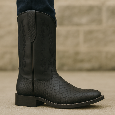 Kit Bota Escamada Rondero en Cuero Auténtico con Suela Antideslizante +2 REGALOS: ¡Sombrero y Cinturón de Cuero!
