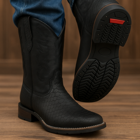 Kit Bota Escamada Rondero en Cuero Auténtico con Suela Antideslizante +2 REGALOS: ¡Sombrero y Cinturón de Cuero!