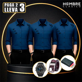 [Llévate 3 y Paga 2] Camisa SERNOX de Tejido Seda Hielo (¡Robustez y Elegancia para el Día a Día!) +3 REGALOS: Reloj, Cinturón y Cartera