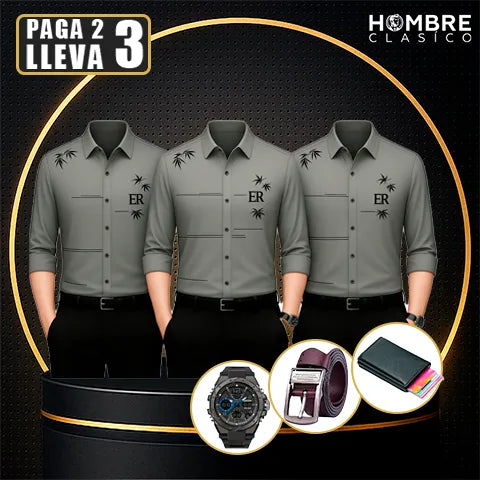 [Llévate 3 y Paga 2] Camisa SERNOX de Tejido Seda Hielo (¡Robustez y Elegancia para el Día a Día!) +3 REGALOS: Reloj, Cinturón y Cartera