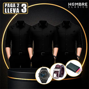 [Llévate 3 y Paga 2] Camisa SERNOX de Tejido Seda Hielo (¡Robustez y Elegancia para el Día a Día!) +3 REGALOS: Reloj, Cinturón y Cartera