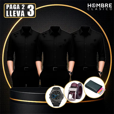 [Llévate 3 y Paga 2] Camisa SERNOX de Tejido Seda Hielo (¡Robustez y Elegancia para el Día a Día!) +3 REGALOS: Reloj, Cinturón y Cartera