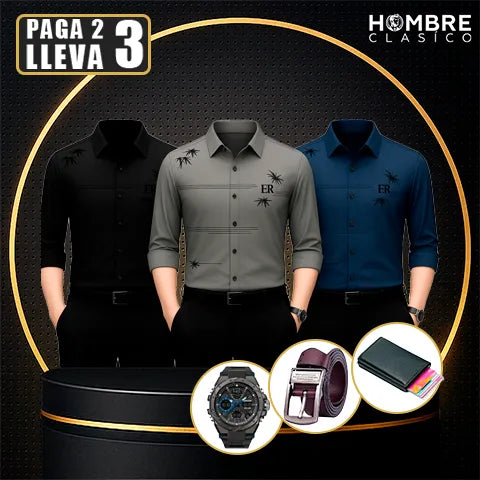 [Llévate 3 y Paga 2] Camisa SERNOX de Tejido Seda Hielo (¡Robustez y Elegancia para el Día a Día!) +3 REGALOS: Reloj, Cinturón y Cartera