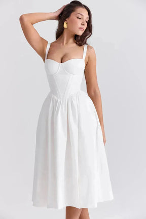 Vestido Midi Moldeador Blanco - Modelo Aghata