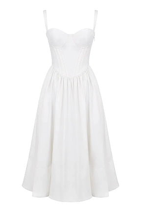 Vestido Midi Moldeador Blanco - Modelo Aghata
