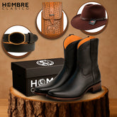 Kit Bota KÜRAN 100% Cuero Genuino Bovino + REGALOS: Cinturón, Sombrero y Porta Documentos